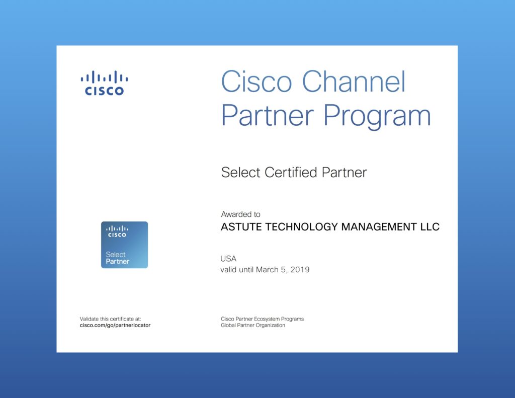 Cisco Select Certified Partner Certificate